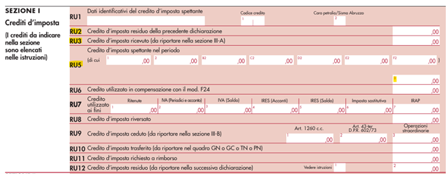 Sezione 1 Credito D'imposta